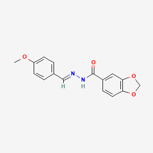 molecular formula C16H14N2O4 B2379859 N-[(E)-(4-methoxyphenyl)methylideneamino]-1,3-benzodioxole-5-carboxamide CAS No. 270575-94-5