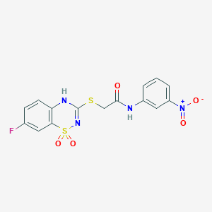 molecular formula C15H11FN4O5S2 B2379923 2-[(7-fluoro-1,1-dioxo-4H-1lambda6,2,4-benzothiadiazin-3-yl)sulfanyl]-N-(3-nitrophenyl)acetamide CAS No. 886955-74-4