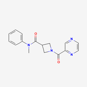 molecular formula C16H16N4O2 B2379924 N-methyl-N-phenyl-1-(pyrazine-2-carbonyl)azetidine-3-carboxamide CAS No. 1448051-63-5