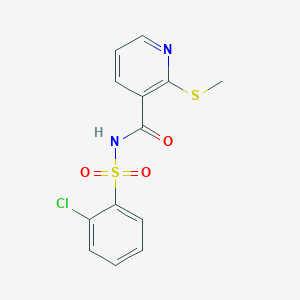 molecular formula C13H11ClN2O3S2 B2379959 N-(2-chlorobenzenesulfonyl)-2-(methylsulfanyl)pyridine-3-carboxamide CAS No. 1384575-25-0