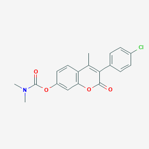 B2379999 3-(4-chlorophenyl)-4-methyl-2-oxo-2H-chromen-7-yl dimethylcarbamate CAS No. 869080-48-8