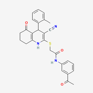 N-(3-acetylphenyl)-2-{[3-cyano-5-hydroxy-4-(2-methylphenyl)-4,6,7,8-tetrahydroquinolin-2-yl]sulfanyl}acetamide
