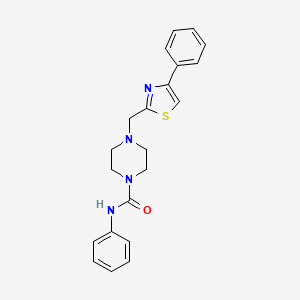 molecular formula C21H22N4OS B2380082 N-phenyl-4-[(4-phenyl-1,3-thiazol-2-yl)methyl]piperazine-1-carboxamide CAS No. 1105216-69-0