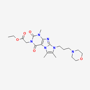 molecular formula C21H30N6O5 B2380181 ethyl 2-(1,6,7-trimethyl-8-(3-morpholinopropyl)-2,4-dioxo-1H-imidazo[2,1-f]purin-3(2H,4H,8H)-yl)acetate CAS No. 941900-15-8