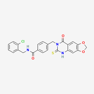 molecular formula C24H18ClN3O4S B2380219 N-[(2-chlorophenyl)methyl]-4-({8-oxo-6-sulfanylidene-2H,5H,6H,7H,8H-[1,3]dioxolo[4,5-g]quinazolin-7-yl}methyl)benzamide CAS No. 688055-73-4