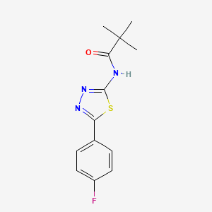 molecular formula C13H14FN3OS B2380226 N-[5-(4-fluorophenyl)-1,3,4-thiadiazol-2-yl]-2,2-dimethylpropanamide CAS No. 330678-09-6