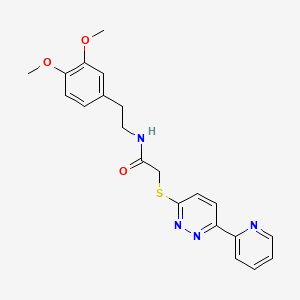 molecular formula C21H22N4O3S B2380288 N-[2-(3,4-DIMETHOXYPHENYL)ETHYL]-2-{[6-(PYRIDIN-2-YL)PYRIDAZIN-3-YL]SULFANYL}ACETAMIDE CAS No. 887211-79-2