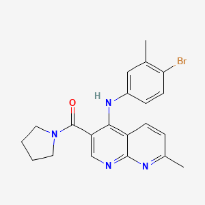 molecular formula C21H21BrN4O B2380367 N-(4-bromo-3-methylphenyl)-7-methyl-3-(pyrrolidine-1-carbonyl)-1,8-naphthyridin-4-amine CAS No. 1251672-39-5