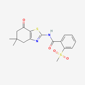 molecular formula C17H18N2O4S2 B2380395 N-(5,5-dimethyl-7-oxo-4,5,6,7-tetrahydrobenzo[d]thiazol-2-yl)-2-(methylsulfonyl)benzamide CAS No. 896361-03-8