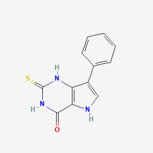 molecular formula C12H9N3OS B2380438 7-phenyl-2-thioxo-1,2,3,5-tetrahydro-4H-pyrrolo[3,2-d]pyrimidin-4-one CAS No. 1019137-74-6