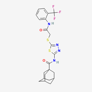 molecular formula C22H23F3N4O2S2 B2380443 N-{5-[({[2-(trifluoromethyl)phenyl]carbamoyl}methyl)sulfanyl]-1,3,4-thiadiazol-2-yl}adamantane-1-carboxamide CAS No. 389074-06-0