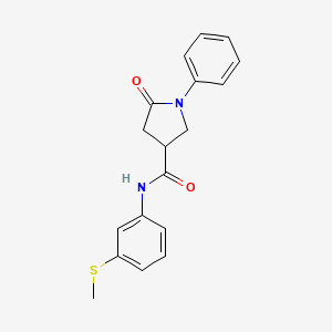 molecular formula C18H18N2O2S B2380513 N-[3-(methylsulfanyl)phenyl]-5-oxo-1-phenylpyrrolidine-3-carboxamide CAS No. 873562-46-0