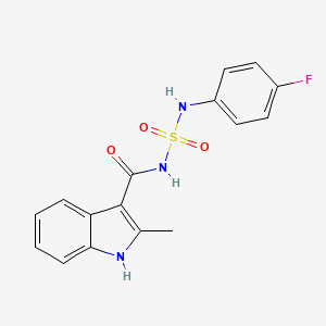 molecular formula C16H14FN3O3S B2380521 N-[(4-fluorophenyl)sulfamoyl]-2-methyl-1H-indole-3-carboxamide CAS No. 860650-14-2