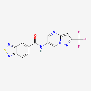 molecular formula C14H7F3N6OS B2380606 N-[2-(trifluoromethyl)pyrazolo[1,5-a]pyrimidin-6-yl]-2,1,3-benzothiadiazole-5-carboxamide CAS No. 2034620-16-9