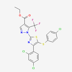 ethyl 1-[5-[(4-chlorophenyl)sulfanyl]-4-(2,4-dichlorophenyl)-1,3-thiazol-2-yl]-5-(trifluoromethyl)-1H-pyrazole-4-carboxylate