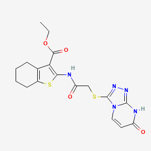 Ethyl 2-(2-((7-oxo-7,8-dihydro-[1,2,4]triazolo[4,3-a]pyrimidin-3-yl)thio)acetamido)-4,5,6,7-tetrahydrobenzo[b]thiophene-3-carboxylate