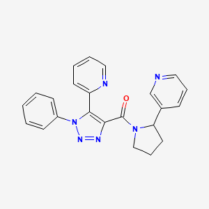 molecular formula C23H20N6O B2380749 2-{1-phenyl-4-[(2-pyridin-3-ylpyrrolidin-1-yl)carbonyl]-1H-1,2,3-triazol-5-yl}pyridine CAS No. 1396686-52-4
