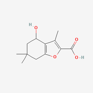 molecular formula C12H16O4 B2380751 4-Hydroxy-3,6,6-trimethyl-4,5,6,7-tetrahydro-benzofuran-2-carboxylic acid CAS No. 585556-40-7
