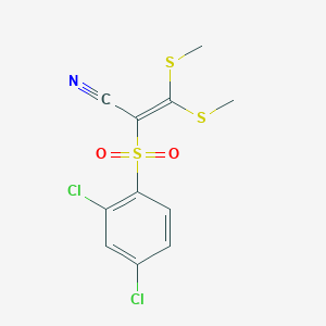 molecular formula C11H9Cl2NO2S3 B2380752 2-((2,4-Dichlorophenyl)sulfonyl)-3,3-dimethylthioprop-2-enenitrile CAS No. 1024353-41-0
