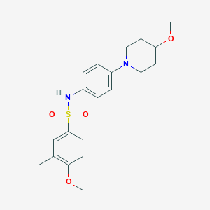 molecular formula C20H26N2O4S B2380755 4-methoxy-N-(4-(4-methoxypiperidin-1-yl)phenyl)-3-methylbenzenesulfonamide CAS No. 1705672-72-5