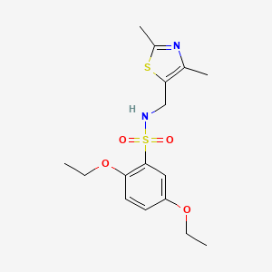 molecular formula C16H22N2O4S2 B2380761 N-((2,4-dimethylthiazol-5-yl)methyl)-2,5-diethoxybenzenesulfonamide CAS No. 1396872-01-7