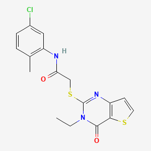 molecular formula C17H16ClN3O2S2 B2380889 N-(5-chloro-2-methylphenyl)-2-({3-ethyl-4-oxo-3H,4H-thieno[3,2-d]pyrimidin-2-yl}sulfanyl)acetamide CAS No. 1252864-91-7