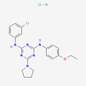 B2381029 N2-(3-chlorophenyl)-N4-(4-ethoxyphenyl)-6-(pyrrolidin-1-yl)-1,3,5-triazine-2,4-diamine hydrochloride CAS No. 1179483-93-2