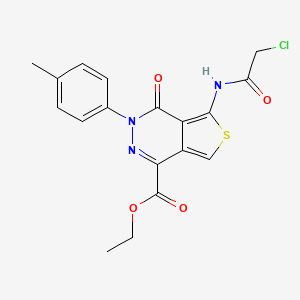 molecular formula C18H16ClN3O4S B2381064 ETHYL 5-(2-CHLOROACETAMIDO)-3-(4-METHYLPHENYL)-4-OXO-3H,4H-THIENO[3,4-D]PYRIDAZINE-1-CARBOXYLATE CAS No. 851947-98-3