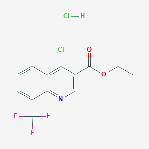 molecular formula C13H10Cl2F3NO2 B2381193 ethyl 4-chloro-8-(trifluoromethyl)quinoline-3-carboxylate hydrochloride CAS No. 1027643-03-3