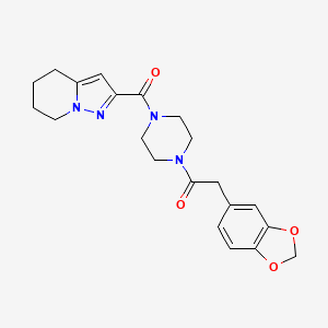 2-(Benzo[d][1,3]dioxol-5-yl)-1-(4-(4,5,6,7-tetrahydropyrazolo[1,5-a]pyridine-2-carbonyl)piperazin-1-yl)ethanone