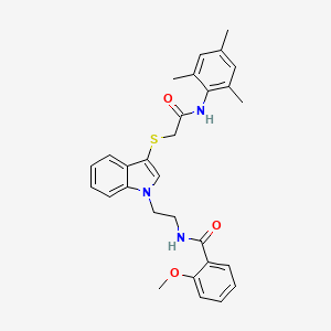 N-(2-(3-((2-(mesitylamino)-2-oxoethyl)thio)-1H-indol-1-yl)ethyl)-2-methoxybenzamide