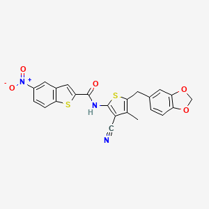N-(5-(benzo[d][1,3]dioxol-5-ylmethyl)-3-cyano-4-methylthiophen-2-yl)-5-nitrobenzo[b]thiophene-2-carboxamide