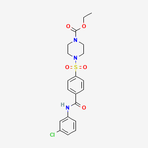 molecular formula C20H22ClN3O5S B2381277 ethyl 4-{4-[(3-chlorophenyl)carbamoyl]benzenesulfonyl}piperazine-1-carboxylate CAS No. 399000-86-3