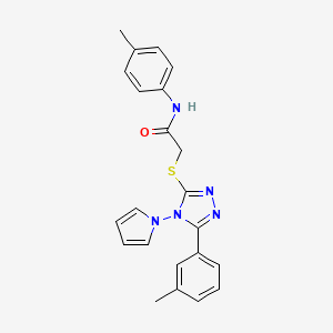 B2381289 N-(4-methylphenyl)-2-[[5-(3-methylphenyl)-4-pyrrol-1-yl-1,2,4-triazol-3-yl]sulfanyl]acetamide CAS No. 898371-63-6