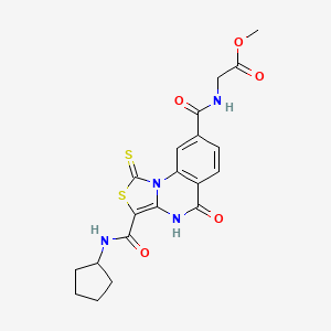 methyl 2-(3-(cyclopentylcarbamoyl)-5-oxo-1-thioxo-4,5-dihydro-1H-thiazolo[3,4-a]quinazoline-8-carboxamido)acetate