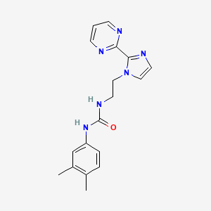 molecular formula C18H20N6O B2381315 1-(3,4-dimethylphenyl)-3-(2-(2-(pyrimidin-2-yl)-1H-imidazol-1-yl)ethyl)urea CAS No. 1797329-46-4