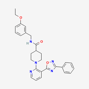 molecular formula C28H29N5O3 B2381329 N-[(3-ethoxyphenyl)methyl]-1-[3-(3-phenyl-1,2,4-oxadiazol-5-yl)pyridin-2-yl]piperidine-4-carboxamide CAS No. 1251624-32-4