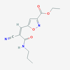 molecular formula C13H15N3O4 B2381332 Ethyl 5-[(Z)-2-cyano-3-oxo-3-(propylamino)prop-1-enyl]-1,2-oxazole-3-carboxylate CAS No. 2094950-80-6
