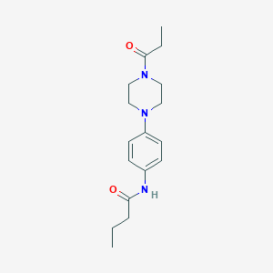 molecular formula C17H25N3O2 B238152 N-[4-(4-propanoylpiperazin-1-yl)phenyl]butanamide 