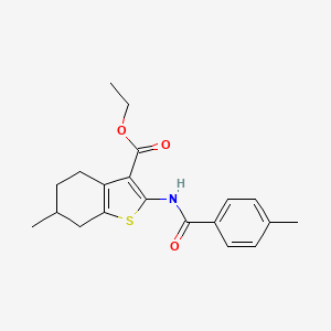 molecular formula C20H23NO3S B2381559 Ethyl 6-methyl-2-[(4-methylbenzoyl)amino]-4,5,6,7-tetrahydro-1-benzothiophene-3-carboxylate CAS No. 329222-34-6
