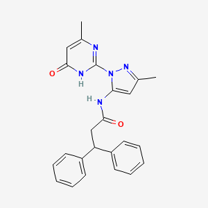 molecular formula C24H23N5O2 B2381646 N-[3-methyl-1-(4-methyl-6-oxo-1,6-dihydropyrimidin-2-yl)-1H-pyrazol-5-yl]-3,3-diphenylpropanamide CAS No. 1004154-59-9