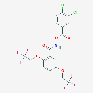 molecular formula C18H11Cl2F6NO5 B2381701 N-((3,4-dichlorobenzoyl)oxy)-2,5-bis(2,2,2-trifluoroethoxy)benzenecarboxamide CAS No. 320418-46-0