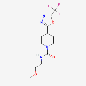 molecular formula C12H17F3N4O3 B2381714 N-(2-methoxyethyl)-4-[5-(trifluoromethyl)-1,3,4-oxadiazol-2-yl]piperidine-1-carboxamide CAS No. 1396680-36-6