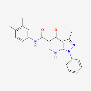 molecular formula C22H20N4O2 B2381789 N-(3,4-dimethylphenyl)-3-methyl-4-oxo-1-phenyl-4,7-dihydro-1H-pyrazolo[3,4-b]pyridine-5-carboxamide CAS No. 886903-43-1
