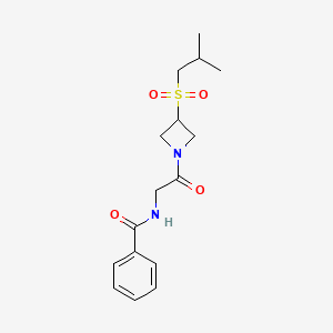 molecular formula C16H22N2O4S B2381791 N-(2-(3-(isobutylsulfonyl)azetidin-1-yl)-2-oxoethyl)benzamide CAS No. 1796970-42-7