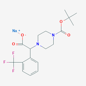 molecular formula C18H22F3N2NaO4 B2381796 Sodium 2-[4-(tert-butoxycarbonyl)piperazin-1-yl]-2-[2-(trifluoromethyl)phenyl]acetate CAS No. 2251053-12-8