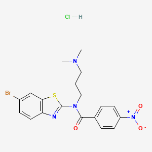 molecular formula C19H20BrClN4O3S B2381863 N-(6-bromobenzo[d]thiazol-2-yl)-N-(3-(dimethylamino)propyl)-4-nitrobenzamide hydrochloride CAS No. 1215336-33-6