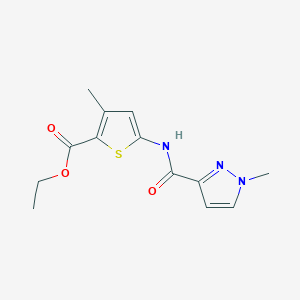 molecular formula C13H15N3O3S B2381948 ethyl 3-methyl-5-(1-methyl-1H-pyrazole-3-carboxamido)thiophene-2-carboxylate CAS No. 1170085-75-2