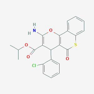 molecular formula C22H18ClNO4S B2381976 isopropyl 2-amino-4-(2-chlorophenyl)-5-oxo-4H,5H-thiochromeno[4,3-b]pyran-3-carboxylate CAS No. 939889-15-3