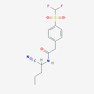 molecular formula C14H16F2N2O3S B2381982 N-(1-Cyanobutyl)-2-[4-(difluoromethylsulfonyl)phenyl]acetamide CAS No. 1436179-69-9